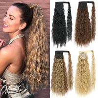 Wholesale Synthetic Wigs Corn Wavy Long Ponytail For Women Hairpiece Wrap On Clip Hair Black Brown Pony Tail Blonde