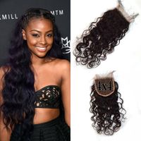 Wholesale Malaysian Hair Water Wave x4 Lace Closure Free Part inch Natural Color Can Be Dyed Best Selling Products No Shedding