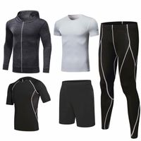 Wholesale Men s Tracksuits Fitness Suit Pieces Set Quick Dry Plastic Training Pants Workout Running Tights