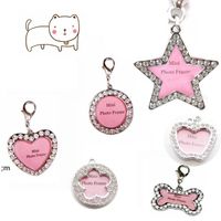 Wholesale Dog mini Cute ID Tag Personalized Pet Handwriting Pets Name Photo Frame For Cat Puppy Dogs Collar Tag Pendant plum Bossom star RRA10550