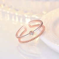 Wholesale 18K Rose Gold Double Layer Ring Band Finger Chunky Open Adjustable Diamond Rings Engagement wed Fashion Jewelry Gift Will and Sandy silver rose golden