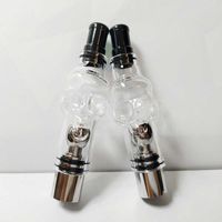 Wholesale Factory Dual Globe Atomizer with Ceramic Metal Quartz Coil VS Skull Bent GlobeDouble Bulb Full Glass Tip Wax Vaporiz