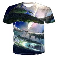 Wholesale Natural starry sky graphic T shirt summer casual mens T shirt D fashion tops O neck shirt boy clothing plus size streetwear