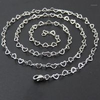 Wholesale 3 mm Width inch inch Stainless Steel Love Heart Link Chain Necklace For Women Fashion Jewelry Parts Chains
