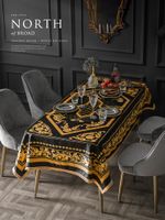 Wholesale Table Cloth Deluxe Dust Proof Cover Bee Series Black Gold Europe Velvet Fabric Heavy Weight Tablecloth For Wedding Buffet