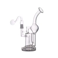 Wholesale 8inch Super Vortex Glass Bong Recycler dab oil Rig mm joint smoking Water Pipes inline filter with glass oil burner pipe and banger nail