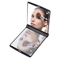 Wholesale Free epacket LED Light Makeup Mirror Desktop Portable Compact Lighted for Travel colors in stock battery not included