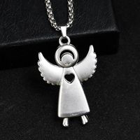 Wholesale Pendant Necklaces Retro Jesus Angel Lovely Smile Baby With Wing Metal Heart God Son Jewelry Lover Girl Gift