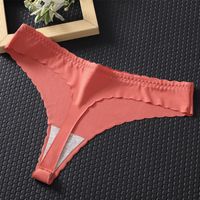 Wholesale Women s Panties Ice Silk Seamless Woman Sports Underwear Ruffle Solid Color Soft Female T back Breathable Sexy Thong