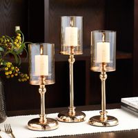 Wholesale Candle Holders European Metal Lantern Gold Table Decor Wedding Centerpieces Center Candlesticks Parties Home