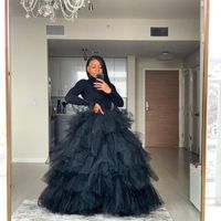 Wholesale Skirts Black Cake Tulle Streetwear Custom Made Long Tiered Skirt Women To Party Female Maxi
