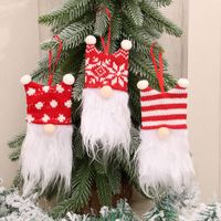 Wholesale Christmas Gome Pendant Faceless Beard Old Man Knitted Doll Christmas Tree Ornament Decorations w