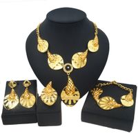 Wholesale Yulaili New Fashion Dubai Gold Jewelry Sets Pendant Necklace Earrings Bracelet Ring for Women Metal Russia Jewellery Gifts