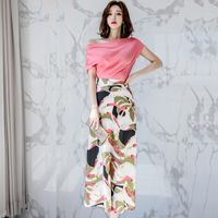 Wholesale Summer Lady Short Office of the Women s Elegant Ombro Chiffon Shirt Fine Printing Long Leather Suits Pc skirt EZPX