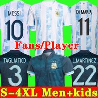 Wholesale 2021 Argentina soccer Jersey Fans player version Copa champion football shirt MESSI DYBALA AGUERO L MARTINEZ MARTINEZ TAGLIAFICO Men Kids kit uniforms