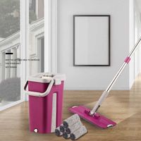 Wholesale Home Plane Automatic Thicken Mop Super Fiber Cleaning Wet and Dry Dual Purpose With Bucket Wooden Floor Lazy Fellow