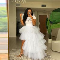 Wholesale Skirts Chich White Tulle Bridal Wedding Hi Low Length Beach Birthday Party Maxi Women Plus Size