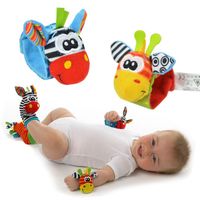 Wholesale Cute Cartoon Animal Toy Soft Socks Wrist Strap Set Baby Boys Girls Rattle Children Infant Newborn Plush Toys Baby Kids Toys Y2