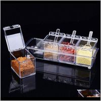 Wholesale Herb Tools Kitchen Dining Bar Home Garden Drop Delivery Set Clear Seasoning Rack Spice Pots Storage Container Connt Jars Cruet W