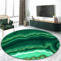 Wholesale Carpets Nordic Dark Green Marble Round Carpet For Living Room Modern Flannel Sponge Mat Bedroom Coffee Table Rug Home Decoration
