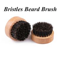 Wholesale Facial Hair BOAR BRISTLE Beard Brush Mens Hard Round Beech Handle Mustache Set Face Massage Beauty Y0509 Makeup Brushes