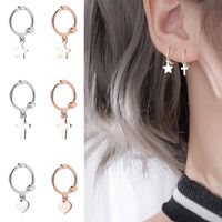 Wholesale Hoop Huggie Personality Cross Five pointed Star Heart shaped Female Earrings S925 White Buckle Temperament Gift