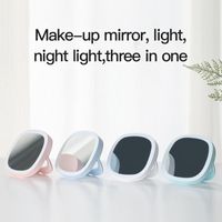 Wholesale Compact Mirrors LED Cosmetic Mirror With Bracket Makeup Mini Light Stand Desktop Portable Small VanityStandable Folding Storage Bag