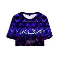 Wholesale Kda The Baddest d Print Crop Top Short Sleeve T Shirt Women Teenagers T shirts Summer Tops Harajuku Round Neck Tees Girls Women s T Shirt