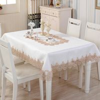 Wholesale Luxury White Lace Cotton Square Tablecloth Embroidery Kitchen Decor Party Table Cover Cloth Wedding Christmas Dining Flower