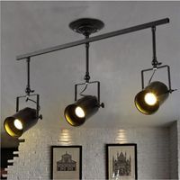 Wholesale Pendant Lamps Modern Lights American Industrial Style Black Track Spotlights Store Bar Aisle Long Pole Rotatable Hanging