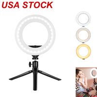 Wholesale 4 quot Ring Light LED Desktop Selfie USB LEDs Desk Camera Ringlights Colors Lighting with Tripod Stand Cell Phone Holder and for Photography Makeup Live Streaming