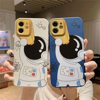 Wholesale For iPhone Pro Max Cases Pro Pro Mini mini SE2020 X XS XR S Plus Phone Case Silicone Protective Cover Painted Cartoon Spaceman Precise Hole Position
