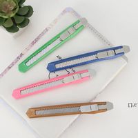 Wholesale Candy Colors Mini Utility Knife multifunction Art Cutter Students Paper Snap Off Retractable Razor Blade Knife Stationery RRE12294