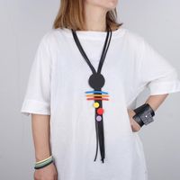 Wholesale Pendant Necklaces Goth Style Strange Multi Layer Colorful Necklace Womens Rainbow Wooden Beads Rubber Gothic Body Jewelry Decor