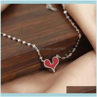 Wholesale Chains Necklaces Pendants Jewelrys925 Sier Simple Fashion Personality Set With Zircon Agate Red Five Pointed Star Heart Necklace Design Fo