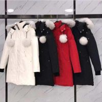 Wholesale Long Designes White Fur Collar Red Mens Womens Moose Down Jacket Outwear Outdoor Doudoune Man Women Winter Coat Parkas Canada Knuckles Warm Clothings