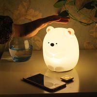 Wholesale Night Lights Cartoon Bear Silicone Light Soft Cute USB Charging Pat Induction Colorful Table Lamp For Headboard Children