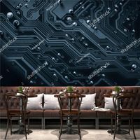 Wholesale Wallpapers Modern Computer Circuit Board Wallpaper For Living Room Restaurant Industrial Decor Background Mural Wall Papers Papel De Parede