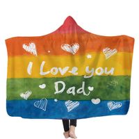 Wholesale Child Adults Gay Lesbian Lgbt Lgbtq Pride Rainbow Blanket Fleece Home Warm Hooded I love Mom Dad Blankets Wearable Children Kids Gift