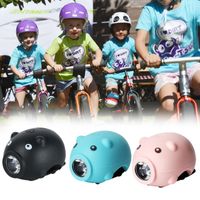 Wholesale Cute Bicycle Lights Headlight USB Rechargeable Kids Pig Bike Bell Front Light With Molde Horn Silicon Cycling LED Flashlight Lamp