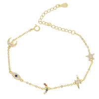 Wholesale Women Fashion sterling silver Bracelets with tiny moon star evil eye bolt bead charm bracelet Jewelry pave colorful cz stone
