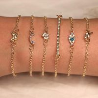 Wholesale Gold Color Bohemian Handmade Tassel Crystal Eye Bracelet Sets Women Rope Chain Bracelets Retro Jewelry Accessories Link