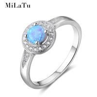 Wholesale Wedding Rings Real Sterling Silver Blue Fire Opal For Women Engagement Ring Jewelry Gift Free Box R022S