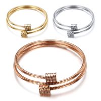 Wholesale Three color titanium steel double layer cable Bracelet women s bracelet with adjustable size and not easy to fade