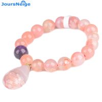 Wholesale JoursNeige Cherry Blossoms Natural Crystal Bracelet Round Beads With Water Drop Lucky For Women Girl Jewelry Beaded Strands