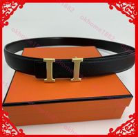 Wholesale Tech Mens Betls Womens Belt Genuine Leather Black Gold silver Smooth Buckle Belt With Orange Box Lychee Pattern Belt Cintura
