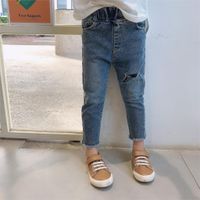 Wholesale Baby Girl Ripped Jeans For Kids Autumn Skinny Denim Pants Children Casual Trousers