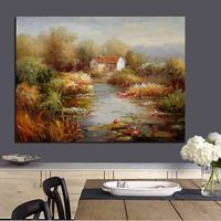 Wholesale Abstract Modern Mediterranean Garden Landscape Oil Canvas Surface Living Room Sofa Poster Art Wall Painting