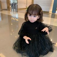 Wholesale Girl s Dresses Years Old Spring Autumn Girls Children s Long sleeved Foreign Style Princess Dress Black Pink Little Fairy