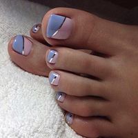 Wholesale False Nails Purple Toe Summer Full Cover Wearing Nail Art Pattern Removable Stickers With Glue